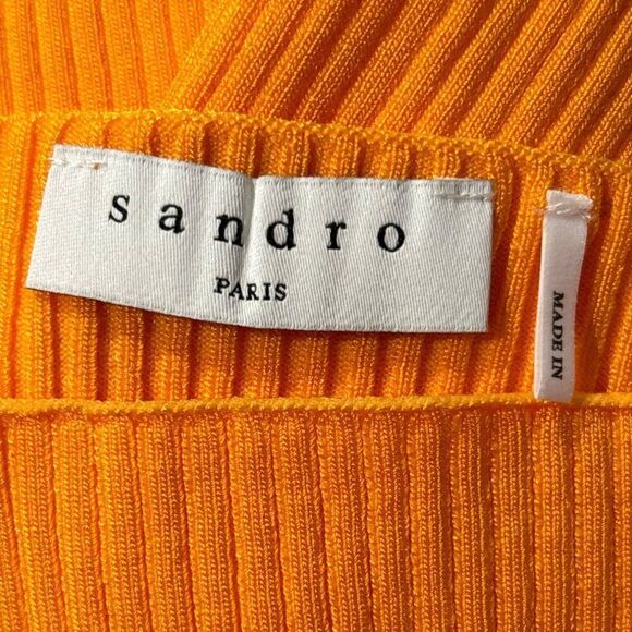 NWT SANDRO 3 US 8 Alya Ribbed Sleeveless Cropped Sweater Tank Top Jaune Bright - Picture 6 of 9